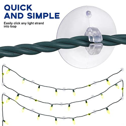 200 Pcs Christmas Light Clips with Suction Cups for Window Glass - Holiday Decor
