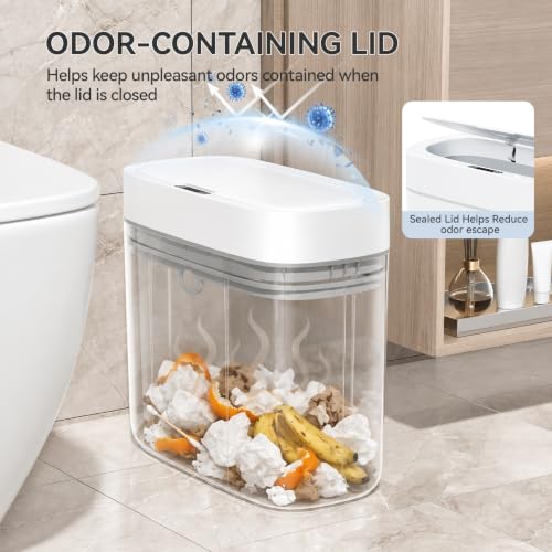 Automatic Bathroom Trash Can with Lid and Motion Sensor 3.2 Gallon