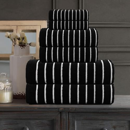 Bathroom Towel Gift Set - 6 Pieces, 600GSM, Black - CASA COPENHAGEN