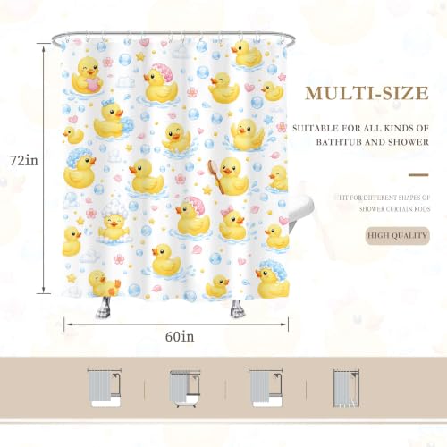 Bubble Duck Rubber Duck Shower Curtain Kids Bathroom Set - 60W x 72L