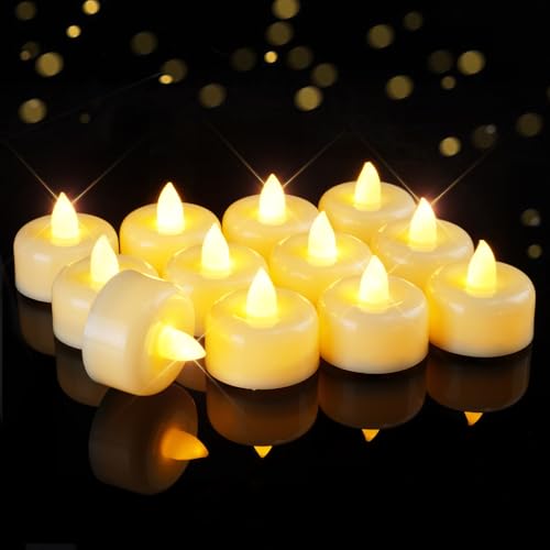 Flameless Tea Lights Candles Battery Operated Ivory 24 Pack - Warm Light