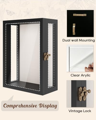Deep Shadow Box 11x15 Wooden Display Case with Acrylic Sides Wall Mount