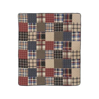 Donna Sharp Lap Quilt Ranger - 36x48 Inches Plaid Cotton Bed Cover - Rustic Americana Style