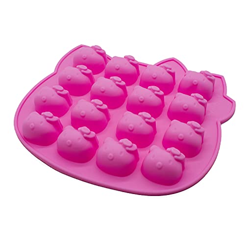 iHomeSpace 16-cavity Silicone Molds, Cute Candy Chocolate Molds for Hello Kitty Lovers Making Homemade Cake, Candy, Chocolate, Gummy, Ice, Crayons, Jelly, and More(2 PCS)