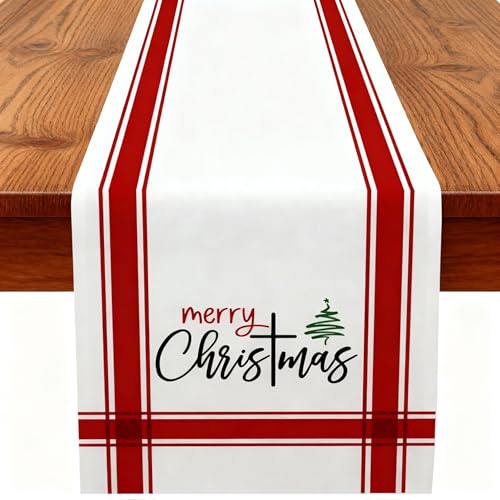 Christmas Table Runner Seasonal Party Decor Red 13x90 Inches - Potanhugie
