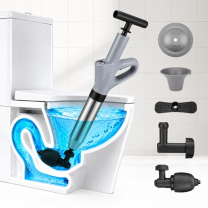 High Pressure Toilet Plunger with Pressure Gauge - Drain Clog Remover