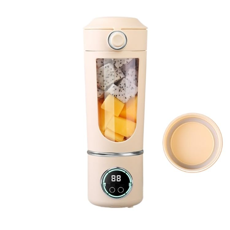 Portable juicer, small rechargeable juicer, multifunctional juicer cup, household crushed ice juicer cup, USB charging (Beige,7.4V high-end juicing cup 12 knives)