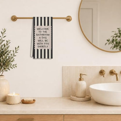 Black and White Striped Bathroom Hand Towels 16x24 Inch - Decorative & Absorbent