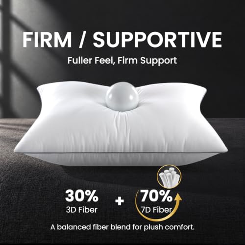 FP FLEXPEDIC Adjustable Loft Firm King Size Hotel Pillow Set of 4 White