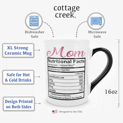 Funny Mom Nutrition Facts Mug - 16oz Coffee Cup for Mother's Day Gift