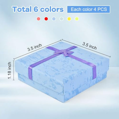 24 Pack Small Jewelry Gift Boxes with Ribbon Bow - Perfect for Earrings, Necklaces, and Bracelets