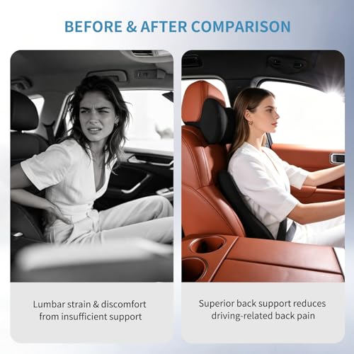 Memory Foam Lumbar and Neck Support Pillow Set for Car & Office Comfort