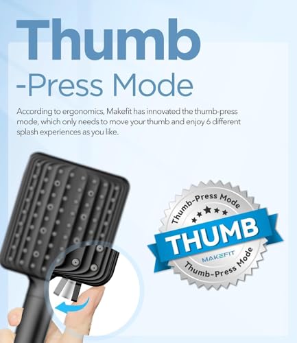 MakeFit Black Handheld Shower Head with Filter & 7 Modes - High Pressure