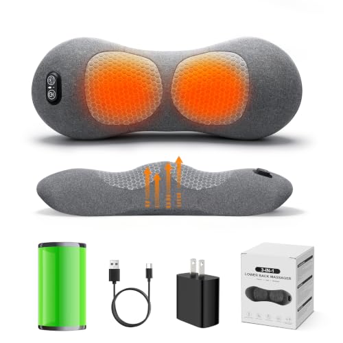 Rechargeable 3-in-1 Back Massager Pillow with Lumbar Support and Cordless Battery
