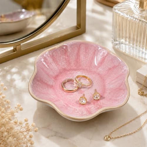 Ceramic Jewelry Dish with Lotus Leaf Design - Ring, Earring & Necklace Holder