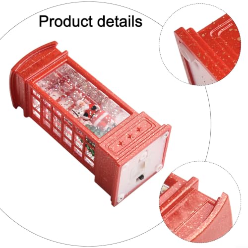 Miniature Red Phone Booth Christmas Ornament with LED Lights - Festive Holiday Decor, 5x5x12cm, Nostalgic Village Scene, Variant A