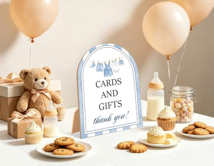 Blue Jean Baby Shower Table Sign - Denim Western Cards & Gifts, 6x8 Inch Wooden Sign with Stand - Blue Jean Variation