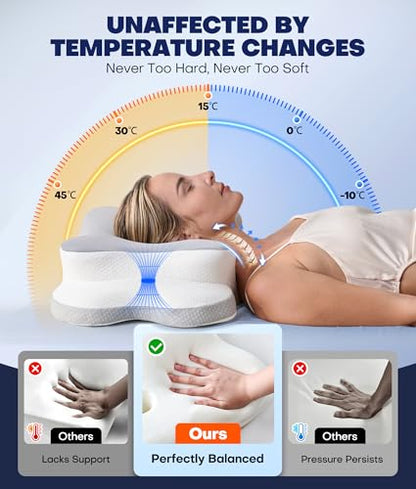 CloudCoz Mist Gray Cervical Neck Pillow with Graphene Support for Deep Sleep & Pain Relief