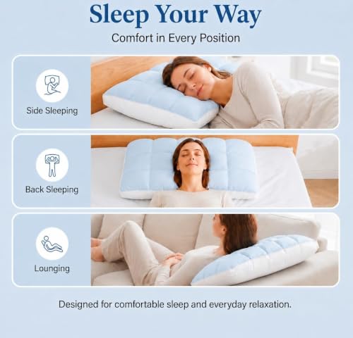 Gary Fluffy Cloud Cooling Pillow with Ice Silk Cover - Supportive Sleep Cushion