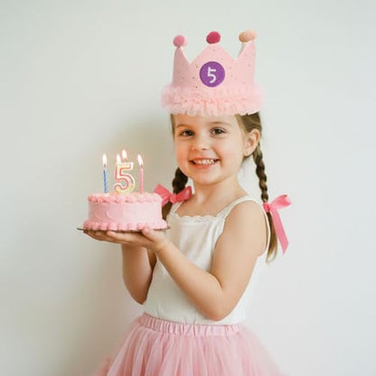 Reusable Fabric Birthday Crown for Girls with Changeable Numbers
