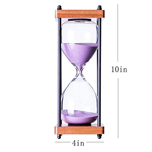 Large Purple Hourglass Timer 30-Minute Wooden Sandglass Decorative Timer