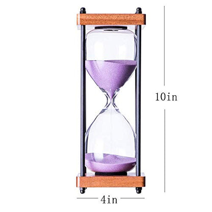 Large Purple Hourglass Timer 30-Minute Wooden Sandglass Decorative Timer