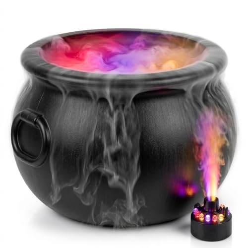 Halloween Cauldron Set with Multicolor Fogger - 18 Inch Black Decor