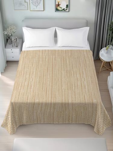 Twin Flat Sheet Beige Linen Weave Microfiber Bedding - Soft Breathable Top Sheet