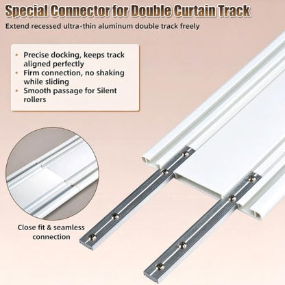 White Aluminum Double Curtain Track 6ft No-Drill Ceiling Mount