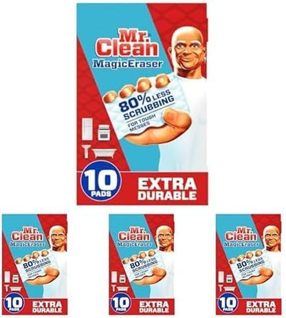 Mr. Clean Magic Eraser, Extra Durable | Multi Purpose Cleaner | 10 Count, Pack of 4