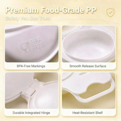 Microwave Egg Poacher for 2 Eggs - Food-Grade PP, Portable Breakfast Maker
