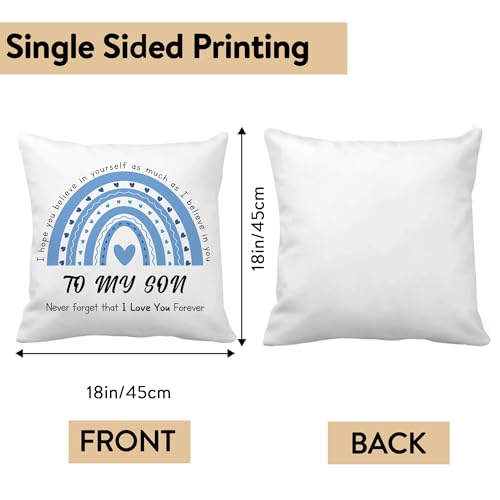 White Throw Pillow Cover 18x18 Inch - Son Gifts from Mom for Christmas Birthday Fathers Day Valentines Graduation
