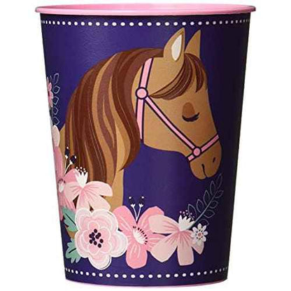 Saddle Up Premium Favor Cup, 16oz. - 1 Count - Premium Horse-Themed Party Accessory, Ideal for Western Events