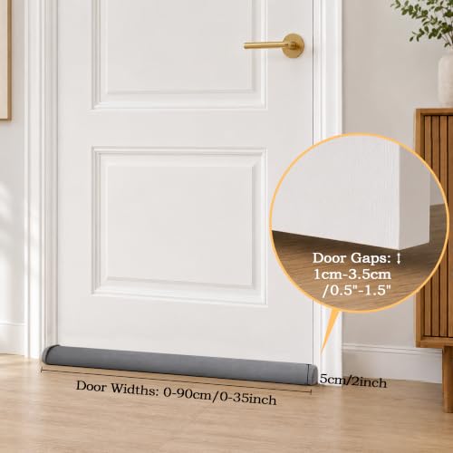Adjustable Door Draft Stopper - Soundproof, Dustproof, and Insulation for Gaps 26-36 Inch - Grey