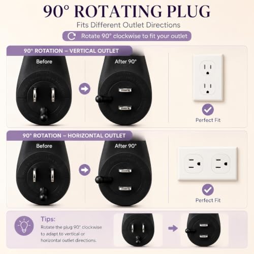 Black Wall Fragrance Plug with Night Light - 3 Intensity & Brightness Levels, 2 Pack
