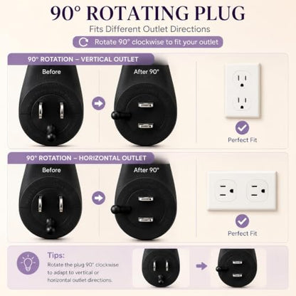 Black Wall Fragrance Plug with Night Light - 3 Intensity & Brightness Levels, 2 Pack
