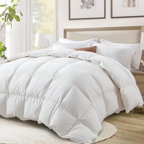 White Queen Size All Season Down Comforter - Ultra-Soft Down Feather Bedding