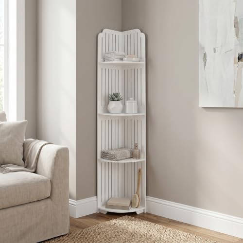 White Corner Shelf Organizer - Narrow PVC Bathroom Storage Stand