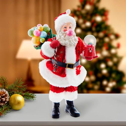 Christmas Santa Figurine 10.5 Inch Fabric Bubblegum Holiday Decoration