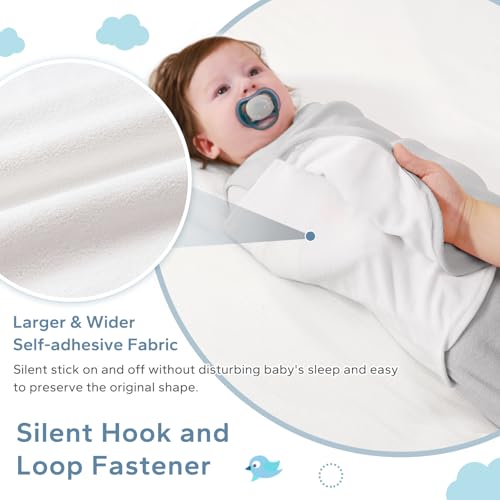 ZIGJOY Sleep Sack Swaddle 1.0 Tog Baby Wearable Blanket 100% Cotton Adjustable Silent Transition Swaddle Blanket, 6-12 Months, Ocean