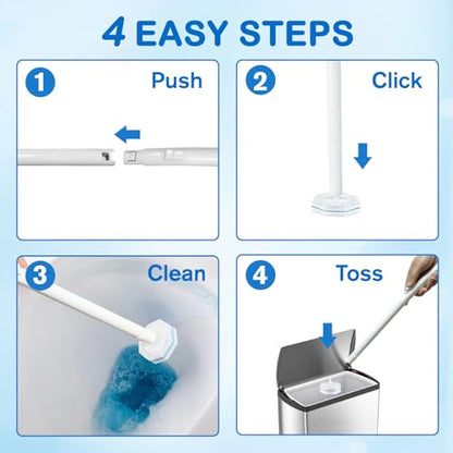 Disposable Toilet Brush Cleaning System with 20 Refills - Includes 1 Brush + 20 Refills