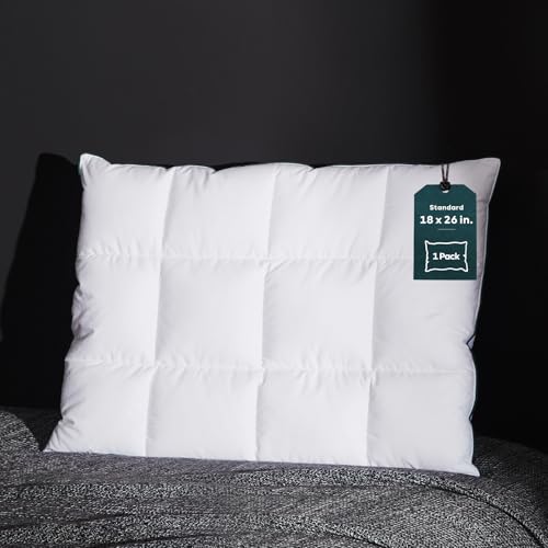 White 2.5 Inch Flat Goose Down Feather Pillow - Standard Size, Hotel Collection