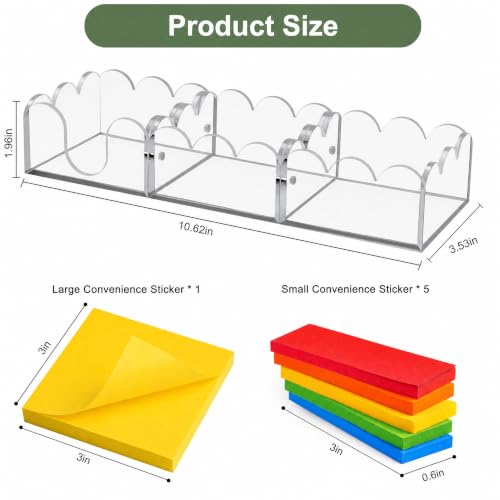 Magnetic Sticky Note Holder 3-in-1 Acrylic Desk Organizer for Office