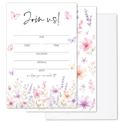 Butterfly Join Us Invitations Set with Envelopes - 25 Pack for Weddings, Parties, Showers