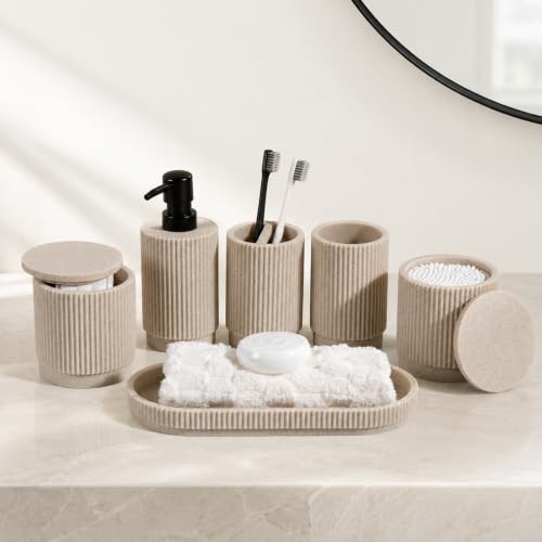 6-Piece Bathroom Accessories Set Resin Vanity Countertop Organizer
