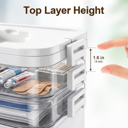 3-Tier Portable Medicine Organizer with Handle for First Aid & Family Use