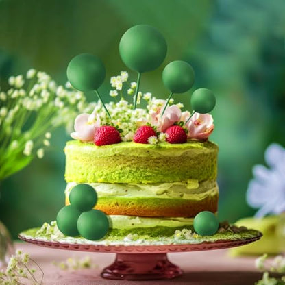 Dark Green Cake Topper Balls 20 Pcs for Birthday Party Decorations