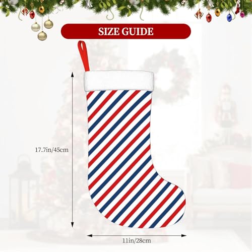 Christmas Stocking Hanging Decoration - Striped Holiday Socks 17.7 Inch - Color 16