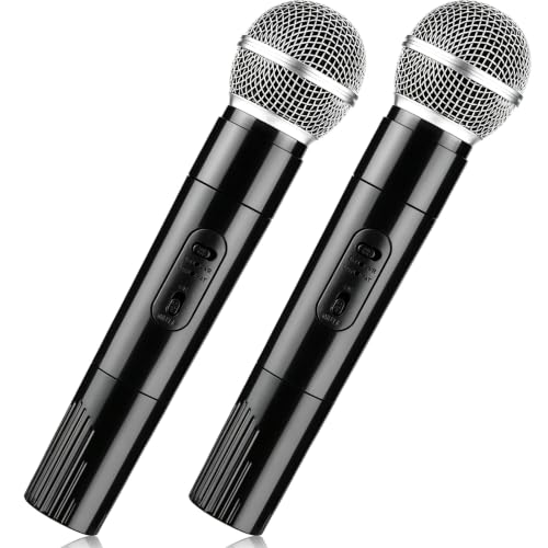 Facmogu 2 Pack Fake Microphone Props - Black Halloween Stage Mic Set