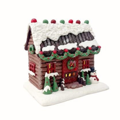 7-Inch Lighted Gingerbread House Christmas Village Decor